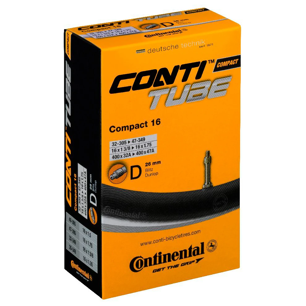 Continental - Compact Tube 16'' (32-305 - 47-349) - Inner Tube 3 Continental - Compact Tube 16'' (32-305 - 47-349) - Inner Tube